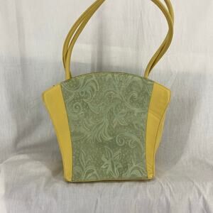 Vintage Charles L Thomas Yellow Aqua Green Handbag